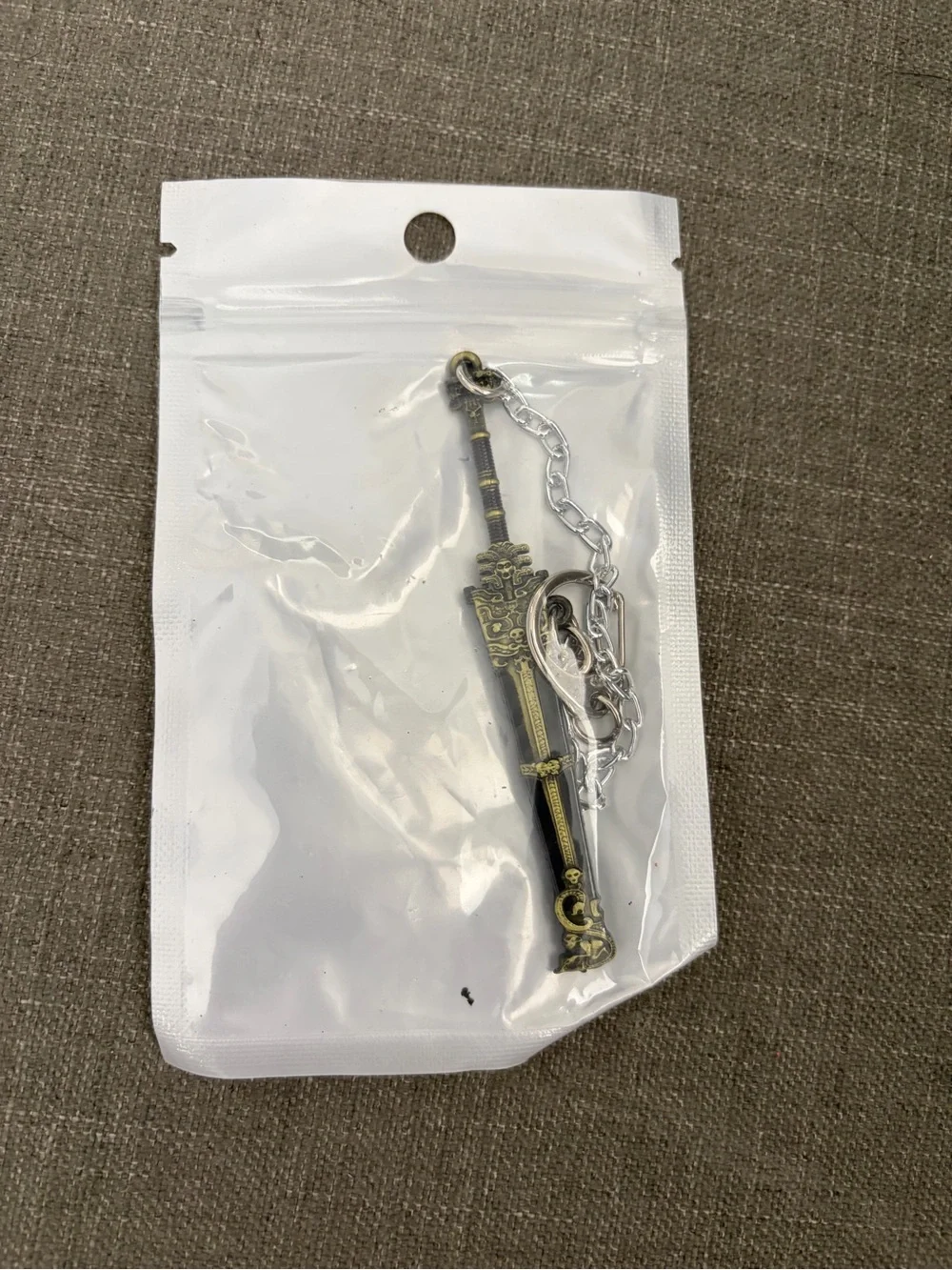 Mini Sword & Sheath Keychain Antique Gold Fantasy Medieval Style